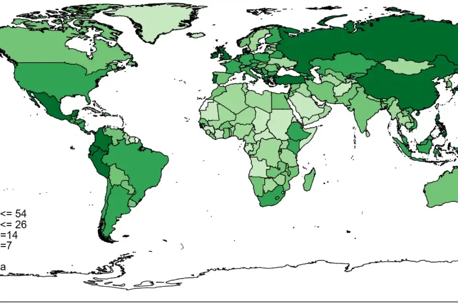 Image: The chart shows the number of national agri-environmental policies in each country. - It can be seen that there are a particularly large number of agri-environmental policies in the EU member states. Credit: Wuepper et al., "Nature Food," 2024