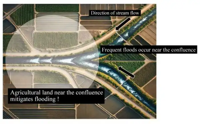 Agricultural land near where rivers meet can mitigate floods, study suggests